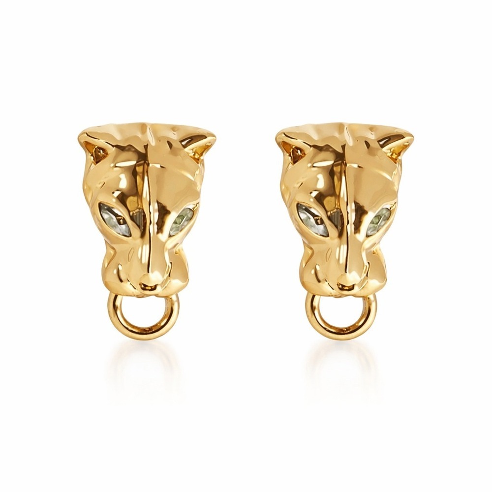 ALEXIS BITTAR Small Panther Head Stud Earrings Gold Plated